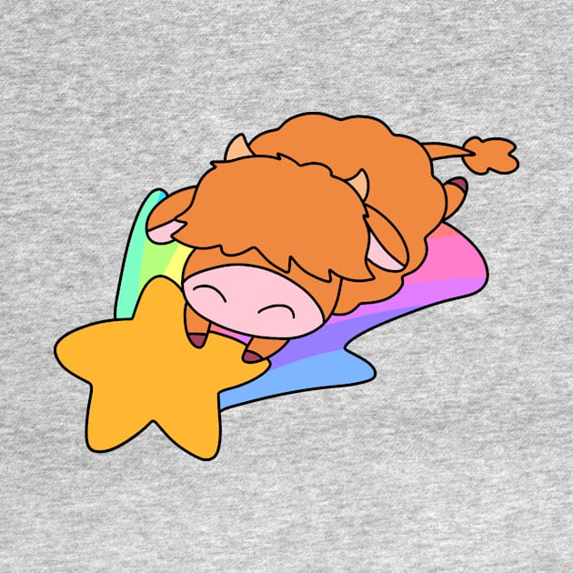 Rainbow Shooting Star Highland Cow by saradaboru